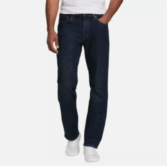 NWOT Eddie Bauer Mens 34x32 Straight Fit Denim Jeans Dark Wash Cotton Spandex - Picture 1 of 11
